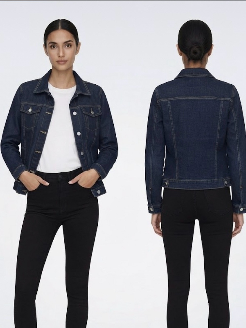 Source Unknown Dark Blue Denim Jacket with Contrast Stitching